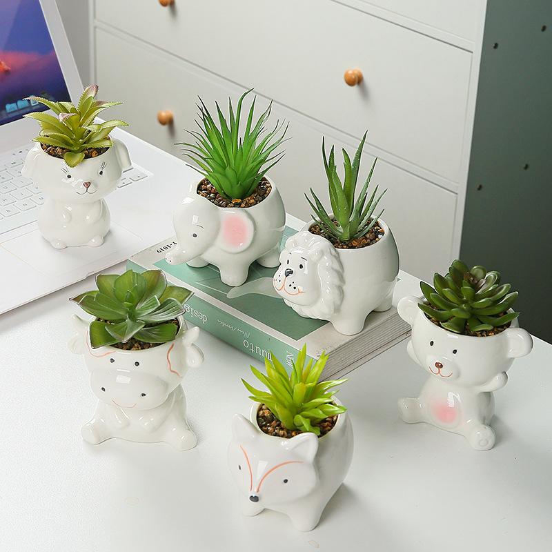 Cute Animal Flower Pot Succulent Pot Ceramics Planter Home Decor Desktop Ornaments Garden Decoration Bonsai Plant Pot