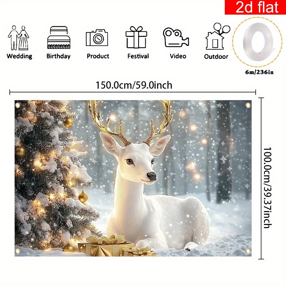 Christmas White Deer Snowflakes  Decoration Background Winter Photography Backdrop Decorations For Photo Studio Photo Booth Christams Party