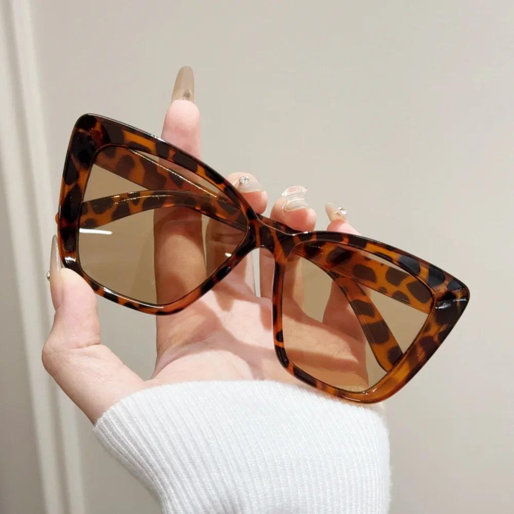 Stylish Large Frame Cat Eye Sunglasses for Women Men Retro Square Sun Glasses UV400 Protection Goggle Fashion Eyewear Shades