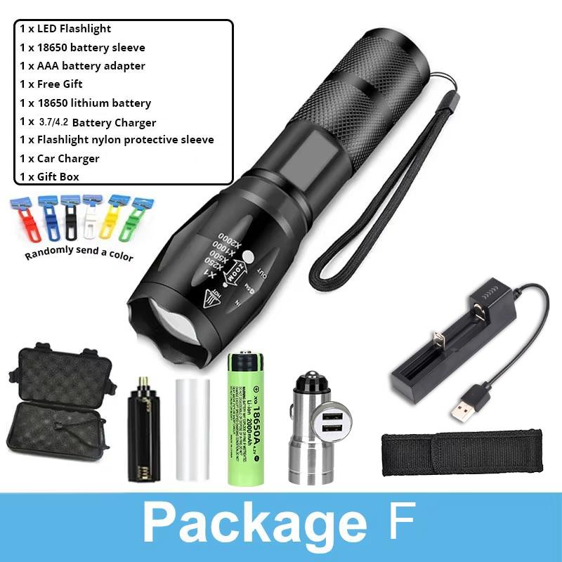 Powerful Led flashlight Ultra Bright Torch Camping Light 5 Switch Mode Waterproof Zoomable Bicycle Light Use 18650 Battery