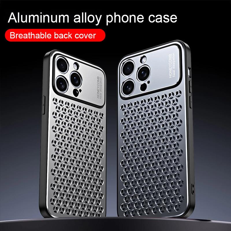 Aluminum Alloy Phone Case for IPhone 17 16 15 14 13 Pro Max Metal Breathable Back Cover