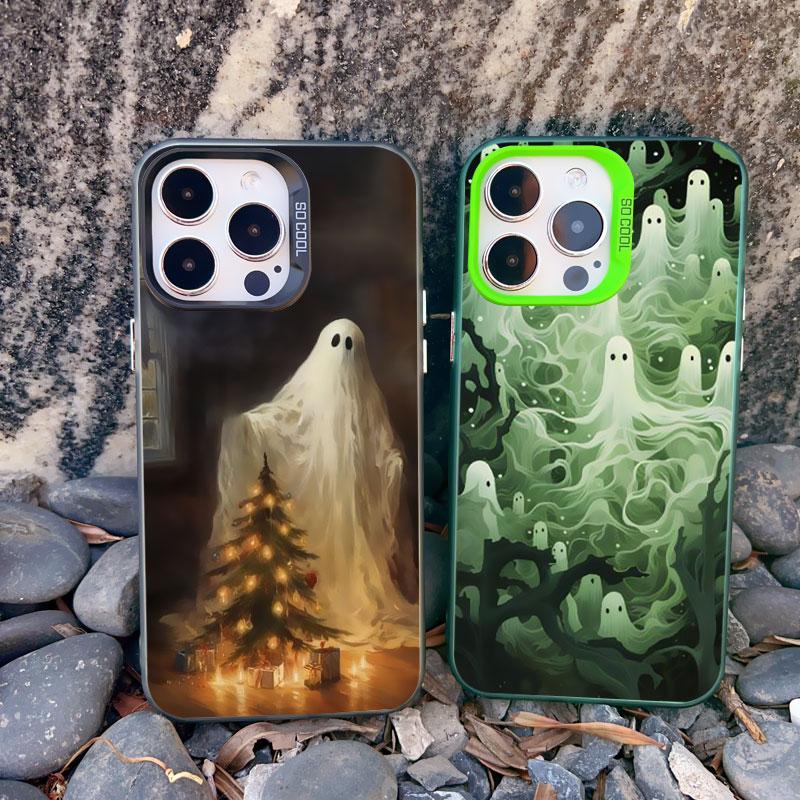 Fashion Ghost Creativity Laser Phone Case For Iphone 16 15 14 Plus Pro Max 11 13 12 Pro MAX Mini Shockproof Back Cover Fundas