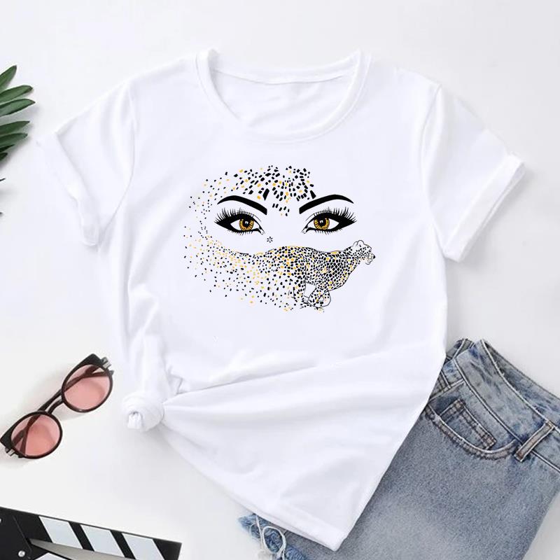 (Asiatische Größe) Frauen Drucken T-shirt Top Mode Wimpern Stil Nette Trend 90er Jahre T Shirt Frau Weibliche Kleidung Kurzarm Grafik t-shirts