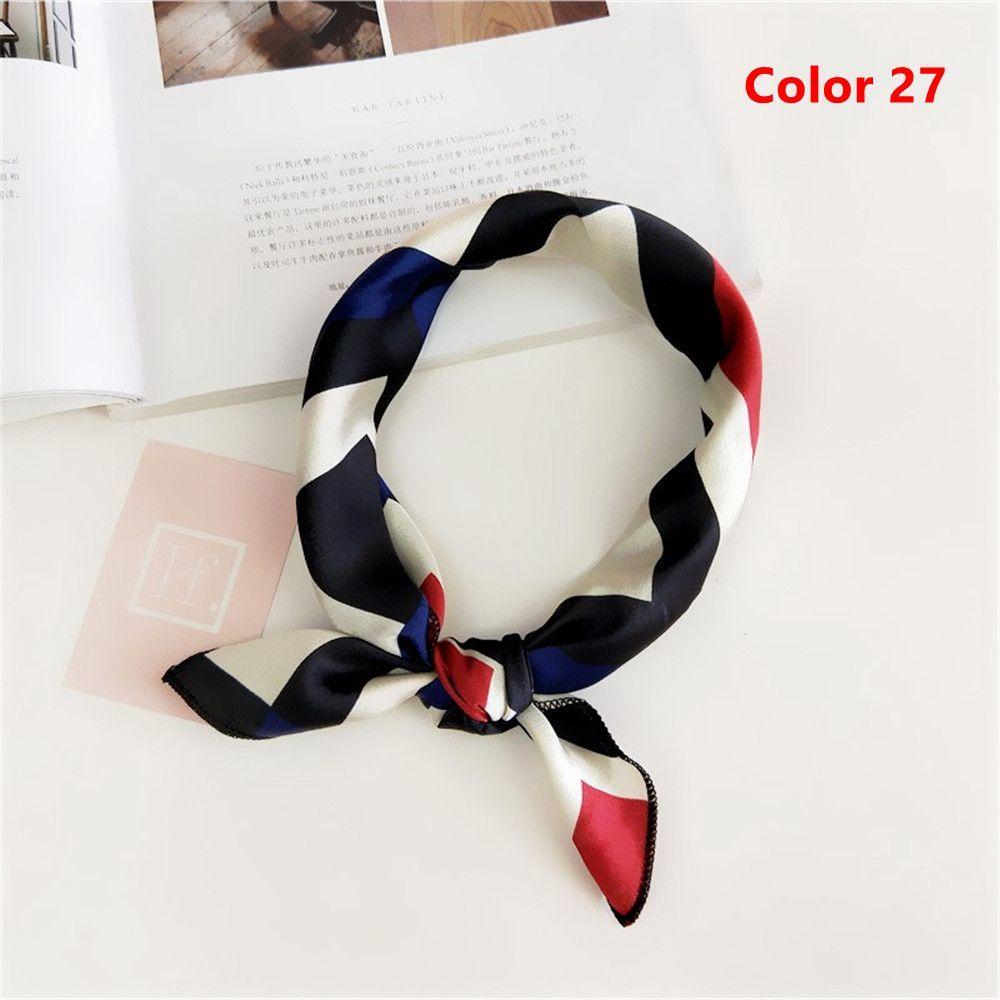 Fashion Women Small Vintage Hair Tie Band Head Neck Square Scarf Silk Feel Satin