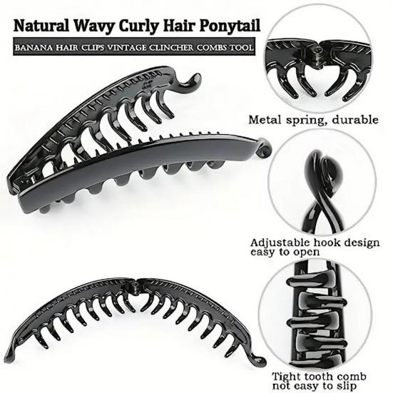 Large Banana Hair Clip No Crease Non-Slip Design Back Head Hair Claw Long Hair Volume Clip High Bun Hair