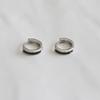 _FF17 925 Silver Black Line Hoop Earrings