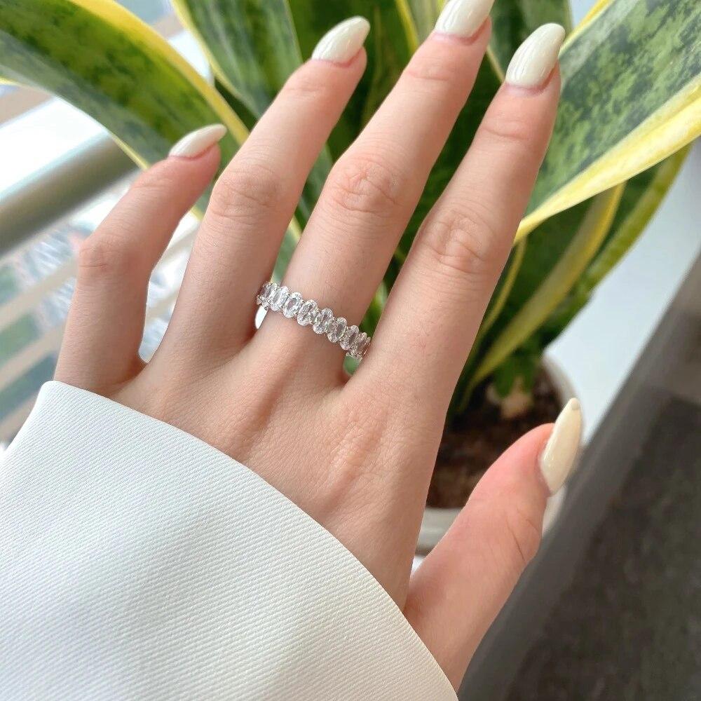 D kleur VVS1 3*5mm Ovale Moissanite Ringen voor Vrouwen Mannen Verloving Bruiloft Eternity Banden met GRA s925 Zilver Plated 18k Ring