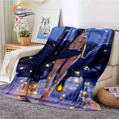 Ghost Blade Deken 3D printen sexy door wolp Flanel Kasjmier deken Meisje Cadeau Mooie cartoon meisje