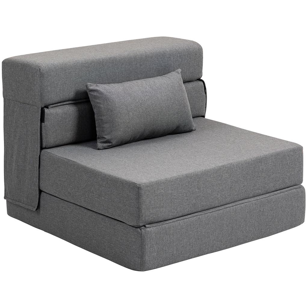 3 In 1 Sleeper Chair with Linen Look 80 X 80 X 64 Cm Dark Grey