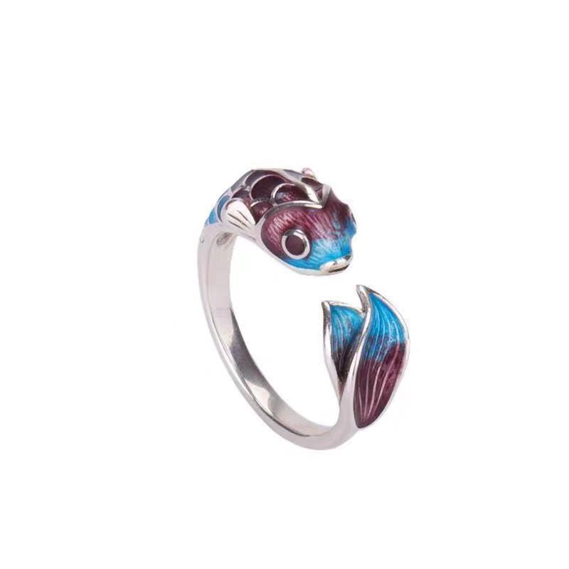 Inele Deschise Argintii Vintage cu Norocos Floare de Lotus Pește Koi pentru Femei Inel Creativ Animal Fluture Iepure Bijuterie Cadou Petrecere Fete