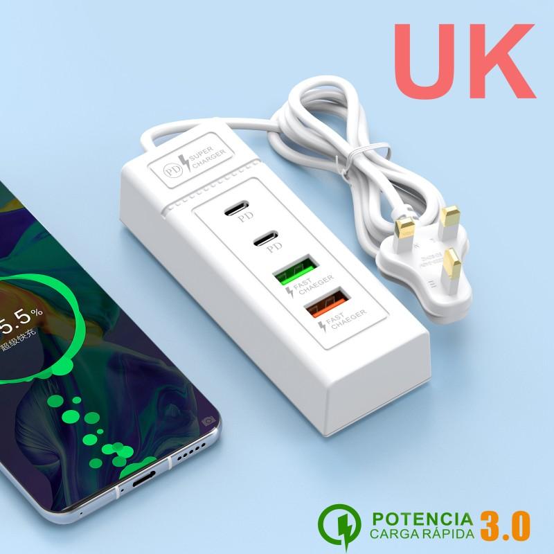 4 In 1 Type C USB Phone Charge Power Strip Cellphone Power Socket For iPhone Xiaomi Huawei Samsung Fast Charging Phone Charger