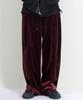 Deumakeu Velvet Laminated Single-Pleat Real Wide Pants Burgundy