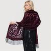 Nouveau Style National Élégant Châle Cheongsam en Velours Écharpe Polyvalente à Longes Franges Châle Chaud pour Climatisation