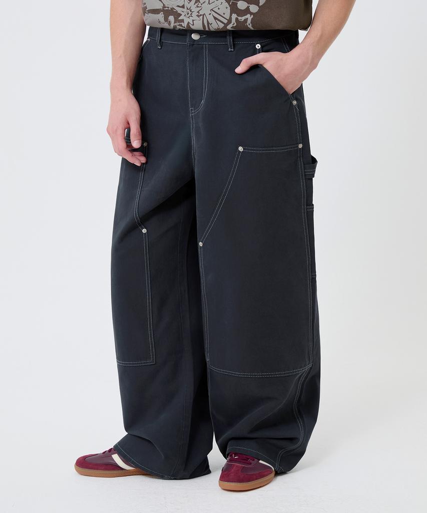 TRILLION Double Knee Carpenter Wide Cotton Pants_3Color