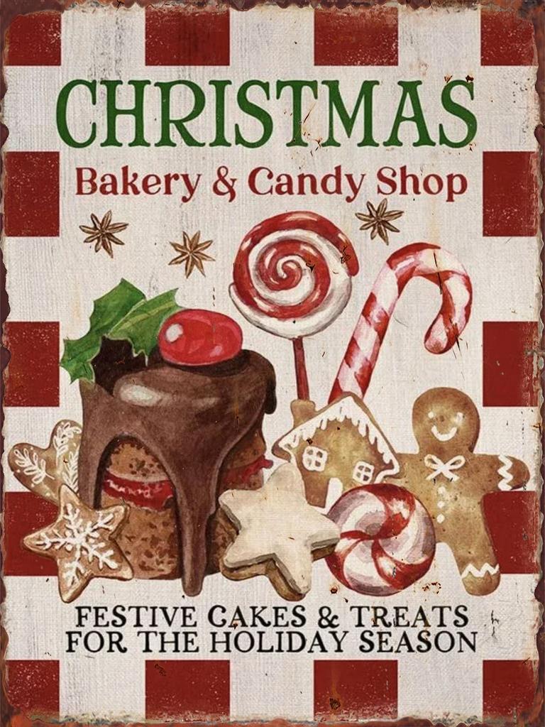 Christmas Hot Drink Metal Tin Sign Bakery Coffee Shop Bar Dessert House Vintage Wall Decor Poster Home Kitchen Decoration Plaque