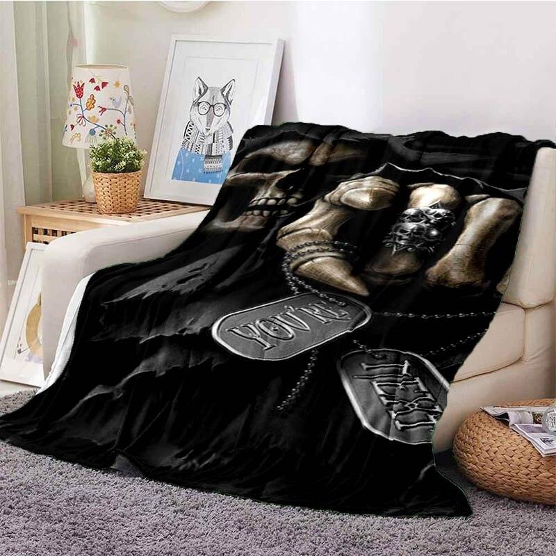 Vintage Skull Print Throw Blanket High Quality Flannel Blankets Home Travel Blanket Soft Cozy Blanket Birthday Gift Bedspread