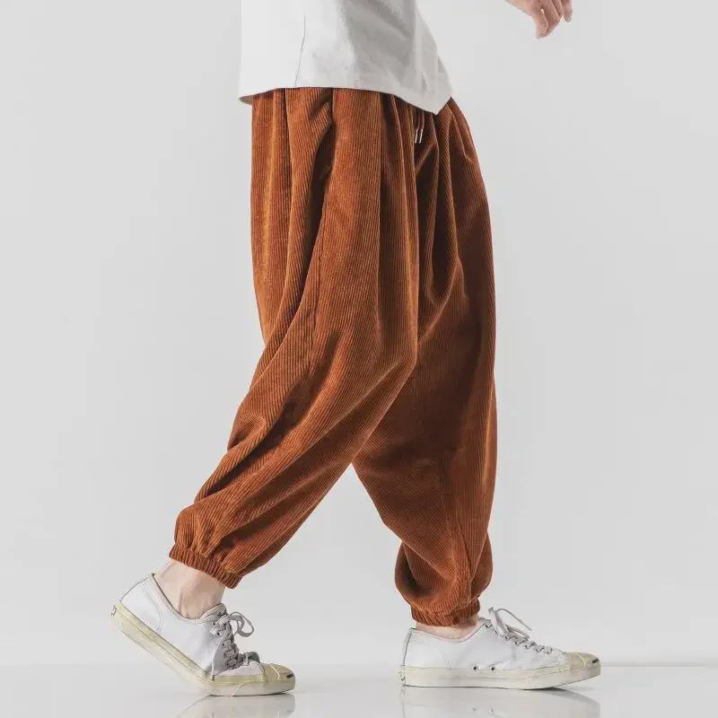 "Heren Corduroy Wijde Joggingbroek in Chinese Stijl - Losse Pasvorm, Grote Maten"