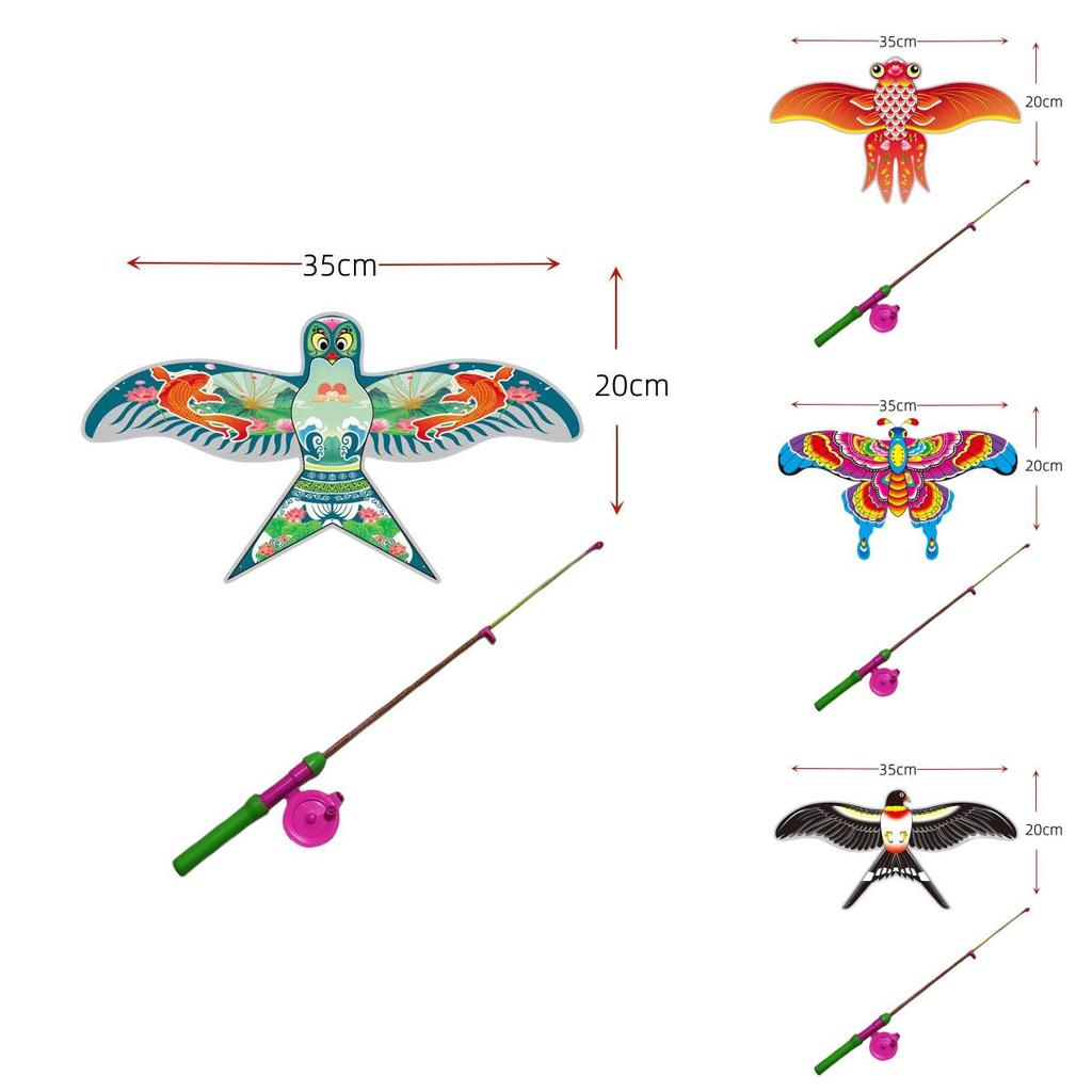 New Plastic Swallow Goldfish Children's Hand-held Wing Fluttering Cartoon Kite 35cm Dynamic Butterfly