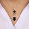 Schwarzer Onyx Edelstein 925 Sterling Silber Handgefertigter Anhänger 1,5" Geschenk für Ehefrau PP-13-13