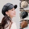 Casquette Gavroche en Cuir Simple Quotidienne pour Femme
