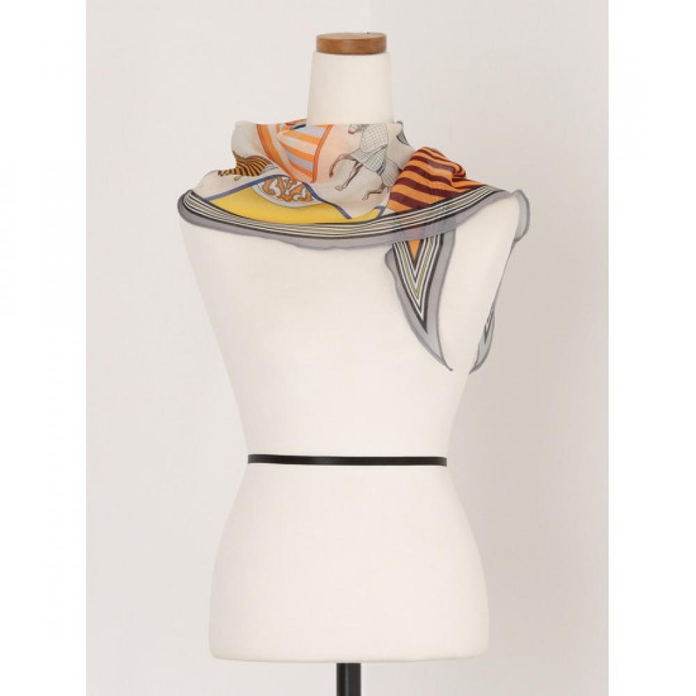 Shop   Women Rhombus Horse Petite Scarf Orange Drn Wsc 0722
