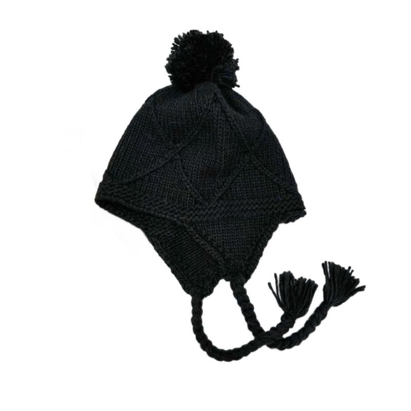 25 Frühherbst neue warme Strickmütze niedliche Bommel Ohrenschützer Tasche Kopfbedeckung Wollmütze Herbst und Winter