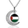 Palestine Gaza Women Flag Alloy Pendant Necklace Hollow Moon Accessory Sweater