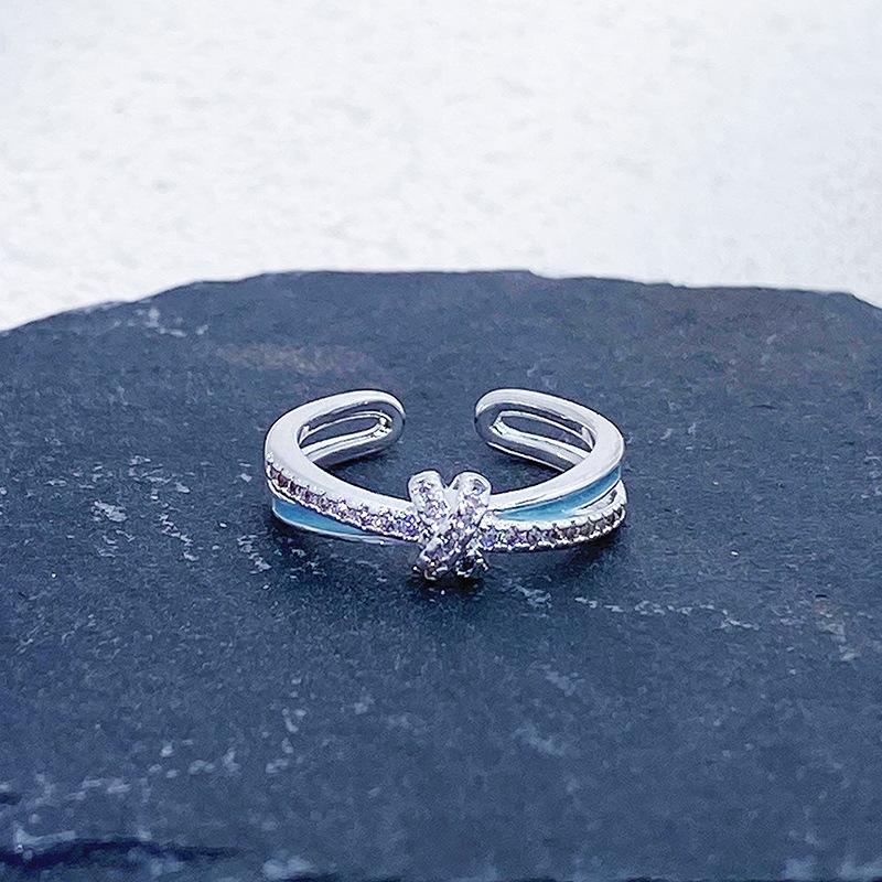 Rose Goud Licht Luxe Vol Met Diamanten Zirkoon Meerlaags Gestapelde Open Ring Vrouwelijke Persoonlijkheid Niche Wijsvinger Ring Persoonlijkheid Ring