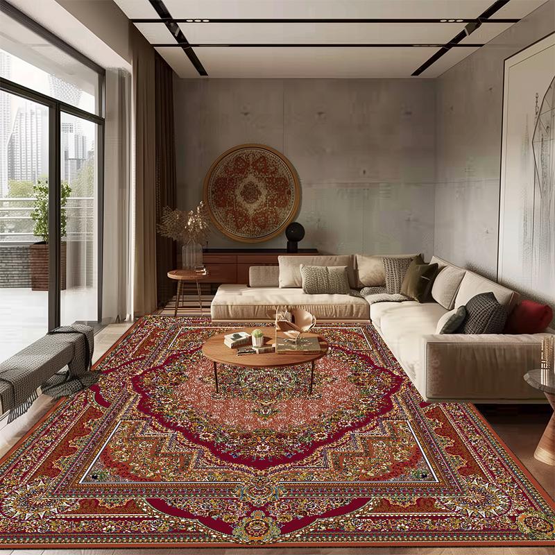 Tapete Persa Grande Área Decoração Sala de Estar Tapete de Casa Confortável Macio Tapete de Quarto ao Lado da Cama Antiderrapante Lavável Tapete de Sala