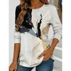 Women's Abstract Watercolor Printed Long Sleeved Loose Top