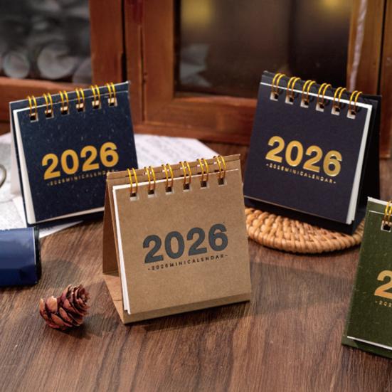 Mini Bureaukalender 2026 Staande Omklap Kleine Desktopkalender Jan.2026 tot Dec 2026 12 Maandelijkse Kalender met Dubbele Draadbinding voor Thuis Kantoor School