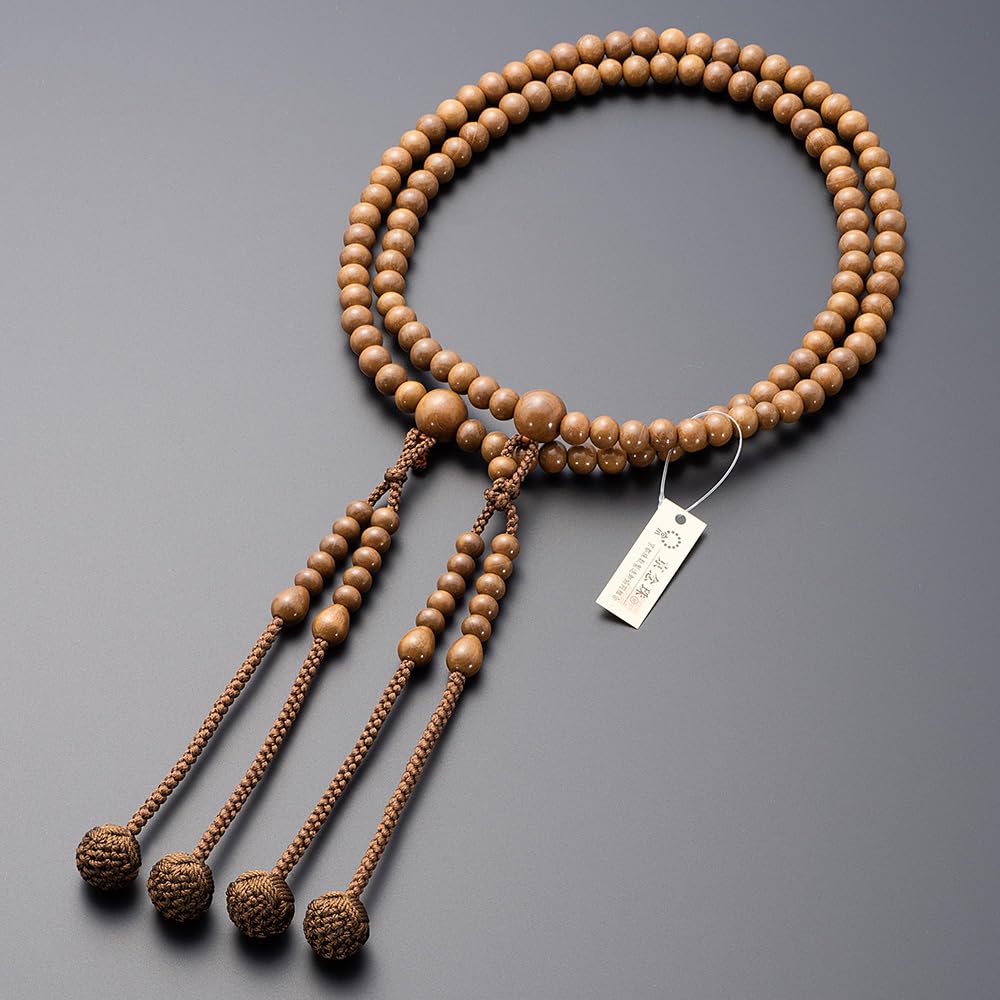 Takita Shoten Buddhist Altar Shop: Shingon Buddhist Prayer Beads, Men's, 12-inch, Pure Plum Wood, Silk Tassel, with Prayer Bead Pouch, Kyoto Style, Ko