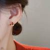 S Silver Needle Earrings Red Triangle Surround Earrings Women's Niche Design Sense Flash Diamond Earrings Fashion Temperament Earrings