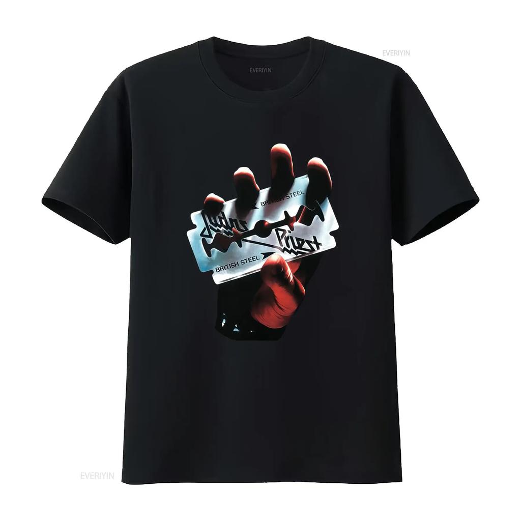 Judas Priest British Steel Unisexs Slim Fit 2xl T Shirt Global New Vintage Top For Everyday Wear Casual Soft