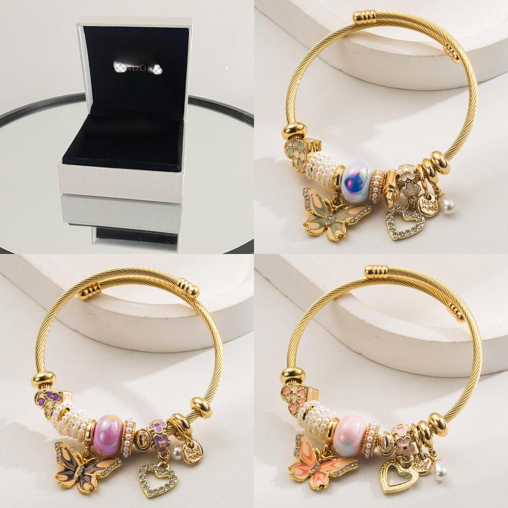 Butterfly Heart Pendant Bracelet With Rhinestones For Women And Gift Giving