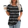 T-shirts för kvinnor plisserade rundhals klädsamma vardagsblusar tryck kortärmad sommartoppar lös passform