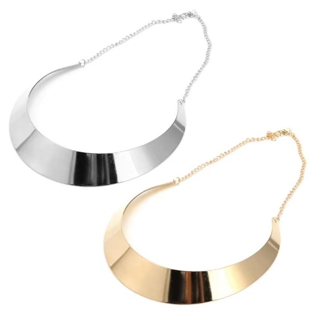 Plated Golden Torque Necklace Metal Alloy Wide Collar NeckChain Jewelry Accessories