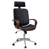 Swivel Office Chair Made of Wood and Faux Leather