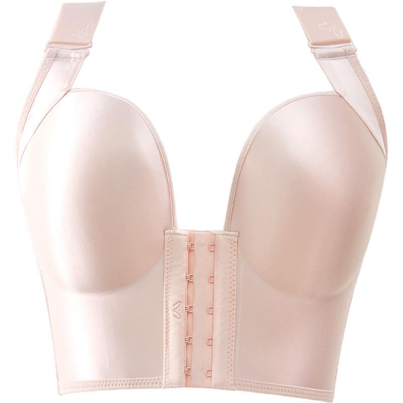 Plus Size Wire-Free Push-Up Bra with 7-Row Front & Back Hook-and-Eye Closure