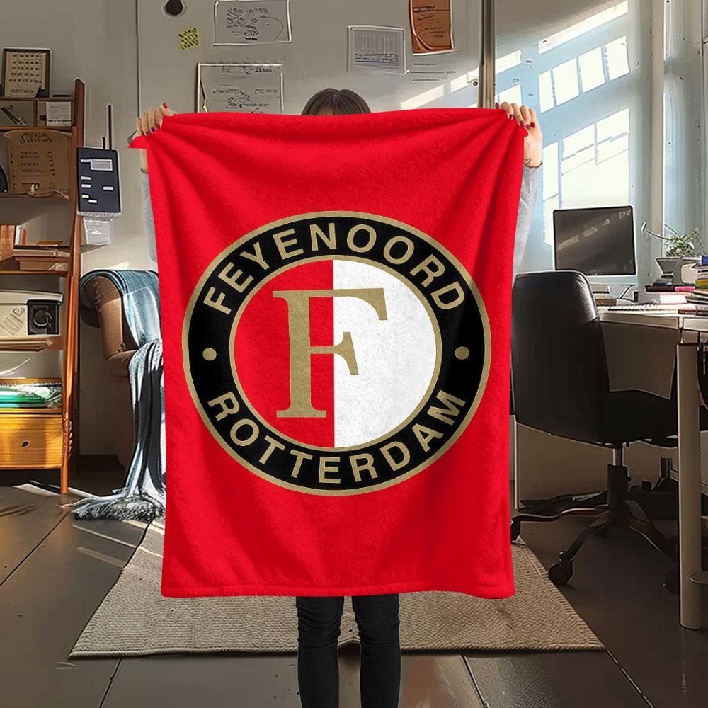 1 Stück Feyenoord gemusterte Flanelldecke für alle Jahreszeiten geeignet für Heimdekoration Wärme und Komfort Geschenke Feiertagsgeschenk