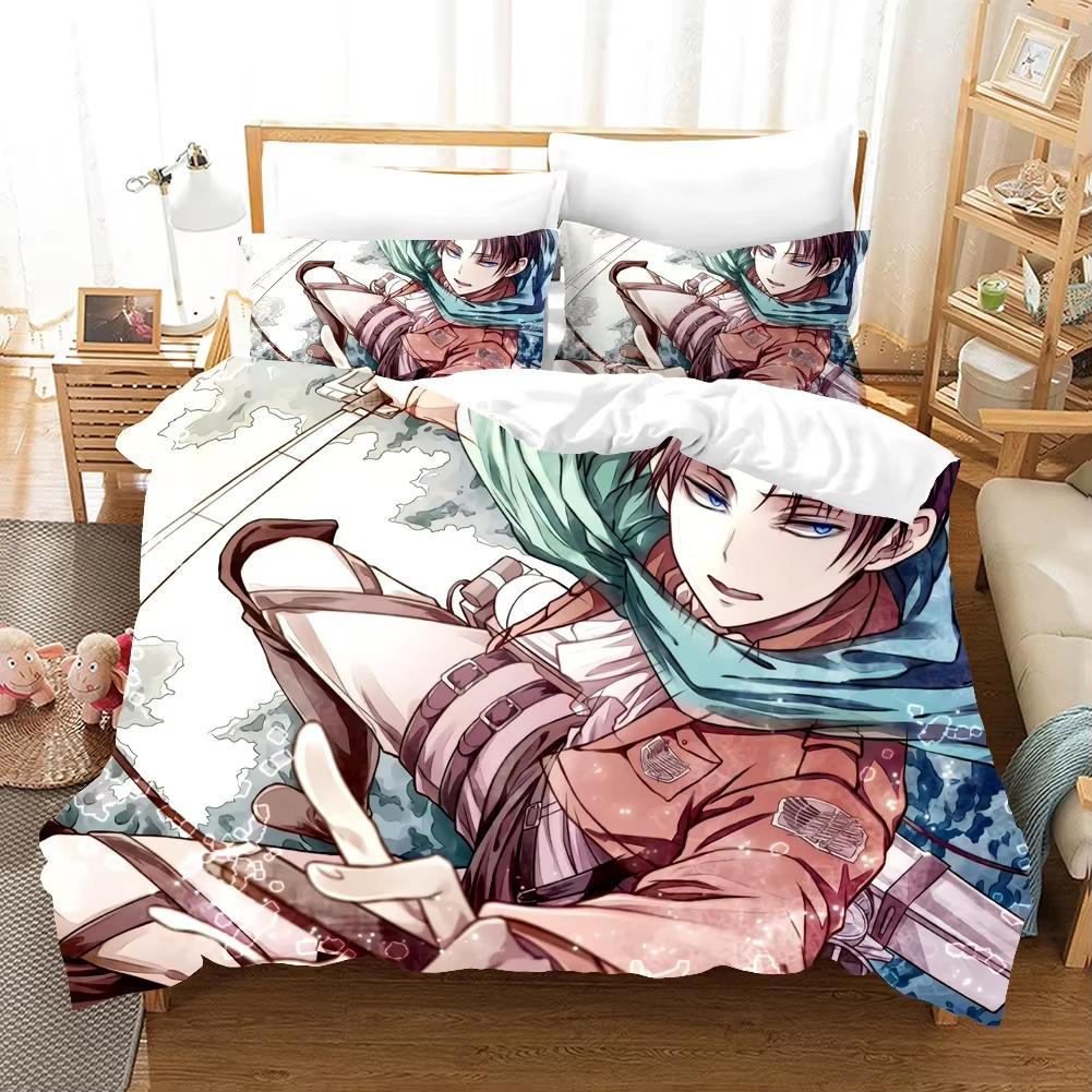 New Anime Attack on Titan Bedding Sets Duvet Cover With Pillowcase Twin Full Queen King Size Soft Home Textiles