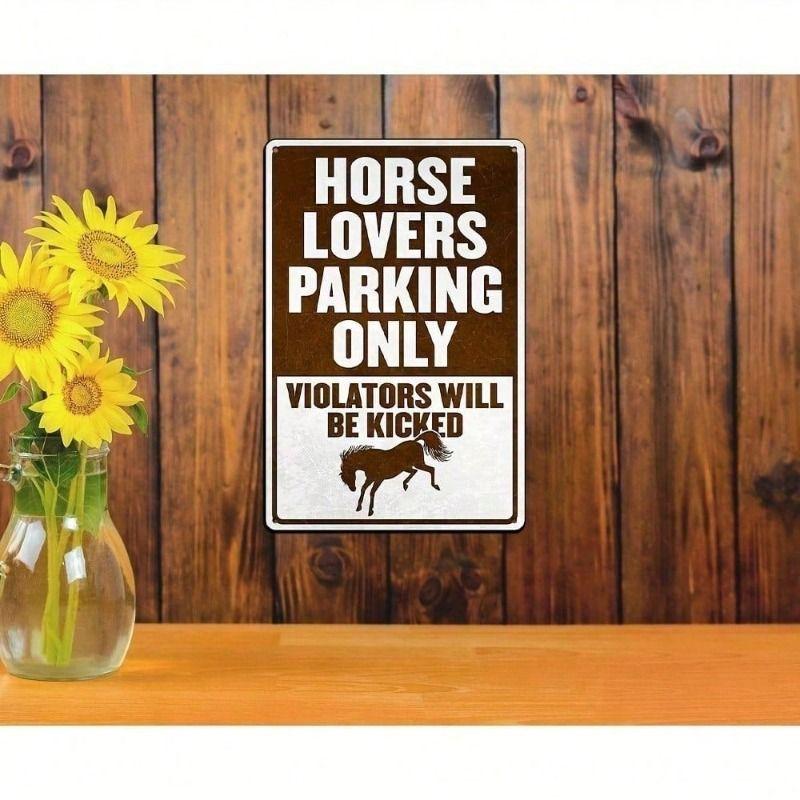 Metal Wall Art Vintage Horse Lovers Parking Only Garage Decor
