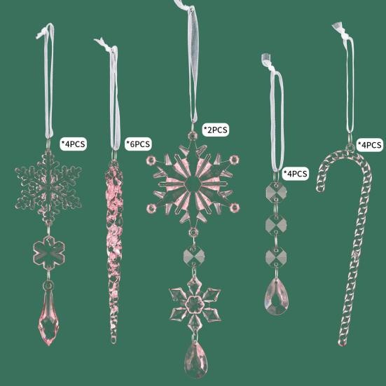 20 Stück Faux-Kristall Schneeflocken-Ornamente für Weihnachtsbaum Acryl Wunderland Dekorationen Winter-Thema Bastelparty Gastgeschenke