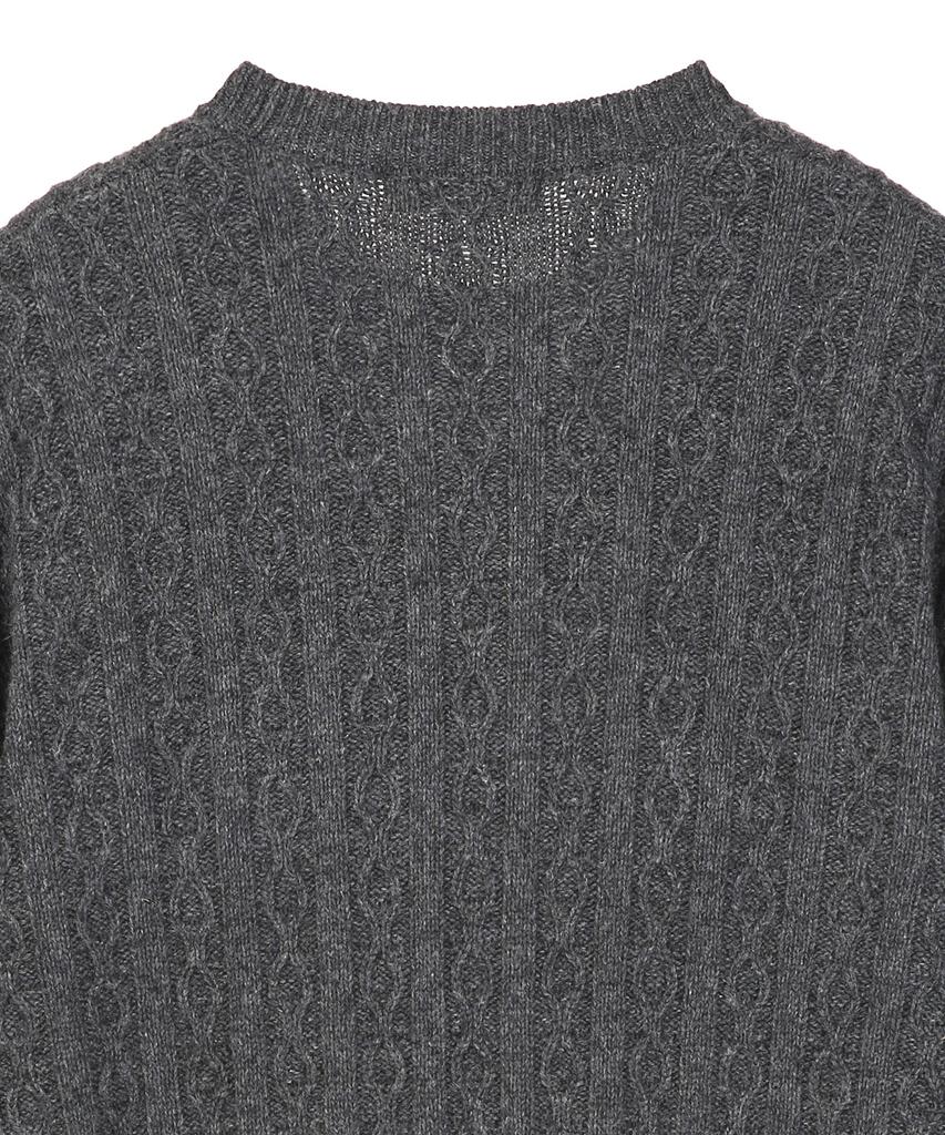 IL CORSO Wool Blend Cable Round Neck Knit Charcoal Grey