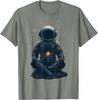 Meditating Astronaut Galaxy Print Casual Cotton Short Sleeve Graphic Tee for Men