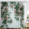 Pink Rose Vine Shower Curtain White Wood Panel Art Bathroom Decor Garden Style Bath Curtains For Modern Home Interior