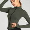Damen-Yoga-Oberteil mit durchgehendem Reißverschluss, Workout-Laufjacken mit Daumenlöchern, dehnbar, langärmelig, bauchfreie Tops, Activewear