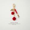 Japanese Style Camellia Resin & Alloy Keychain with USB Flash Drive