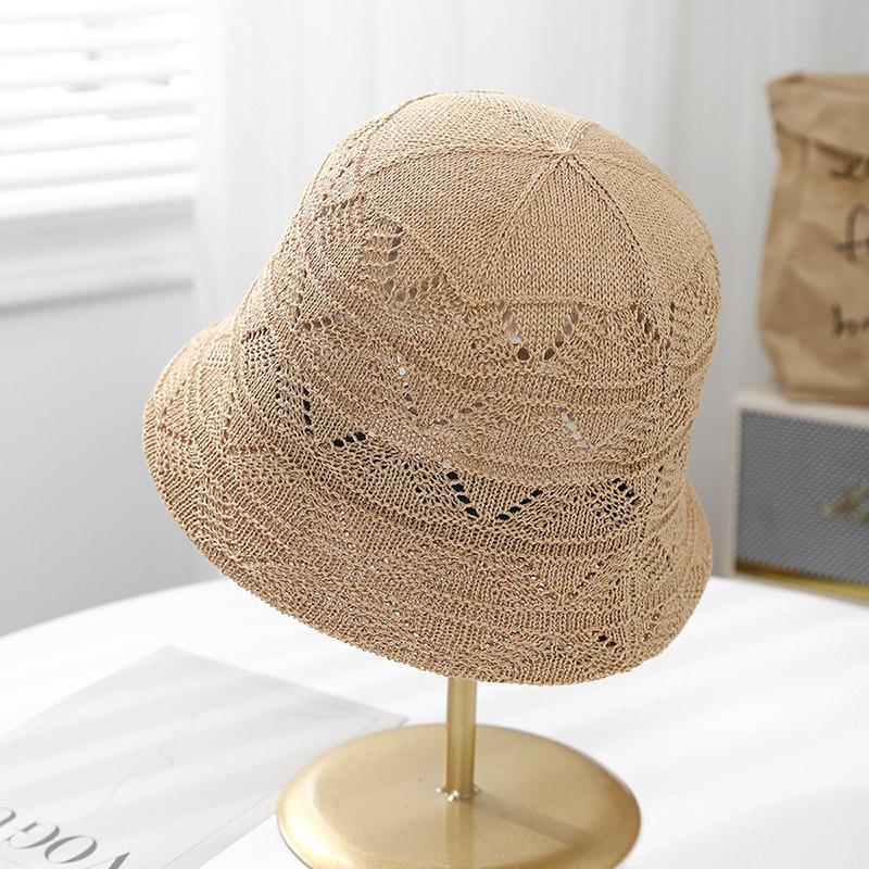 Women's Summer Hat Korean Style Hollow Knitted Bucket Hat Casual Sunshade Fisherman Cap Sun Hat Female Sun Cap