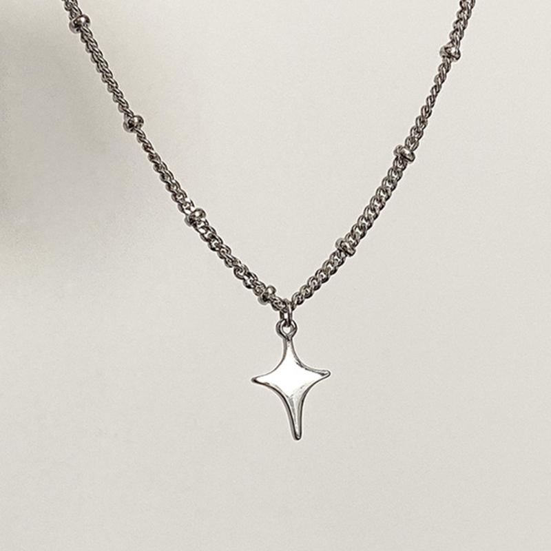 Star Pendant Necklaces Four-pointed Star Chokers Necklaces Hot Girl Women Y2k Jewelry Alloy Material Party Accessories